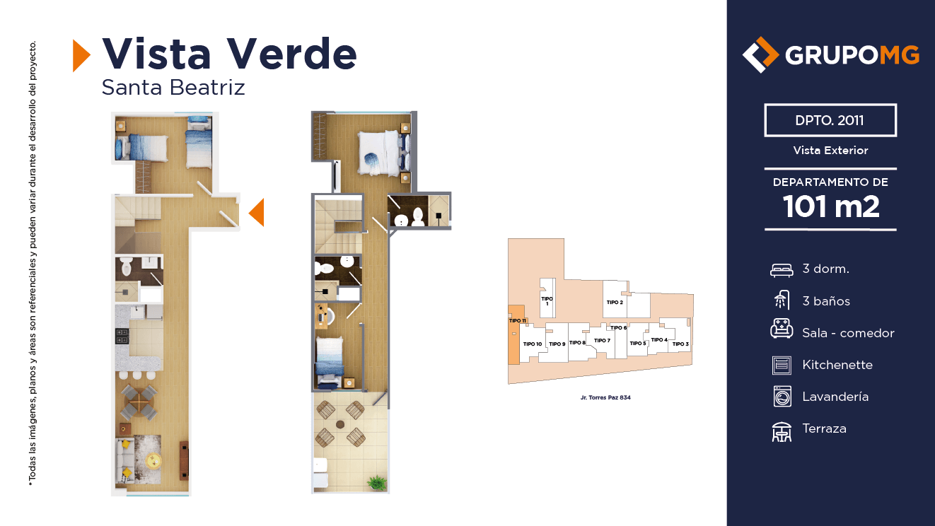 Plano TIPO 11 D — Vista Verde Santa Beatriz, 101 m²