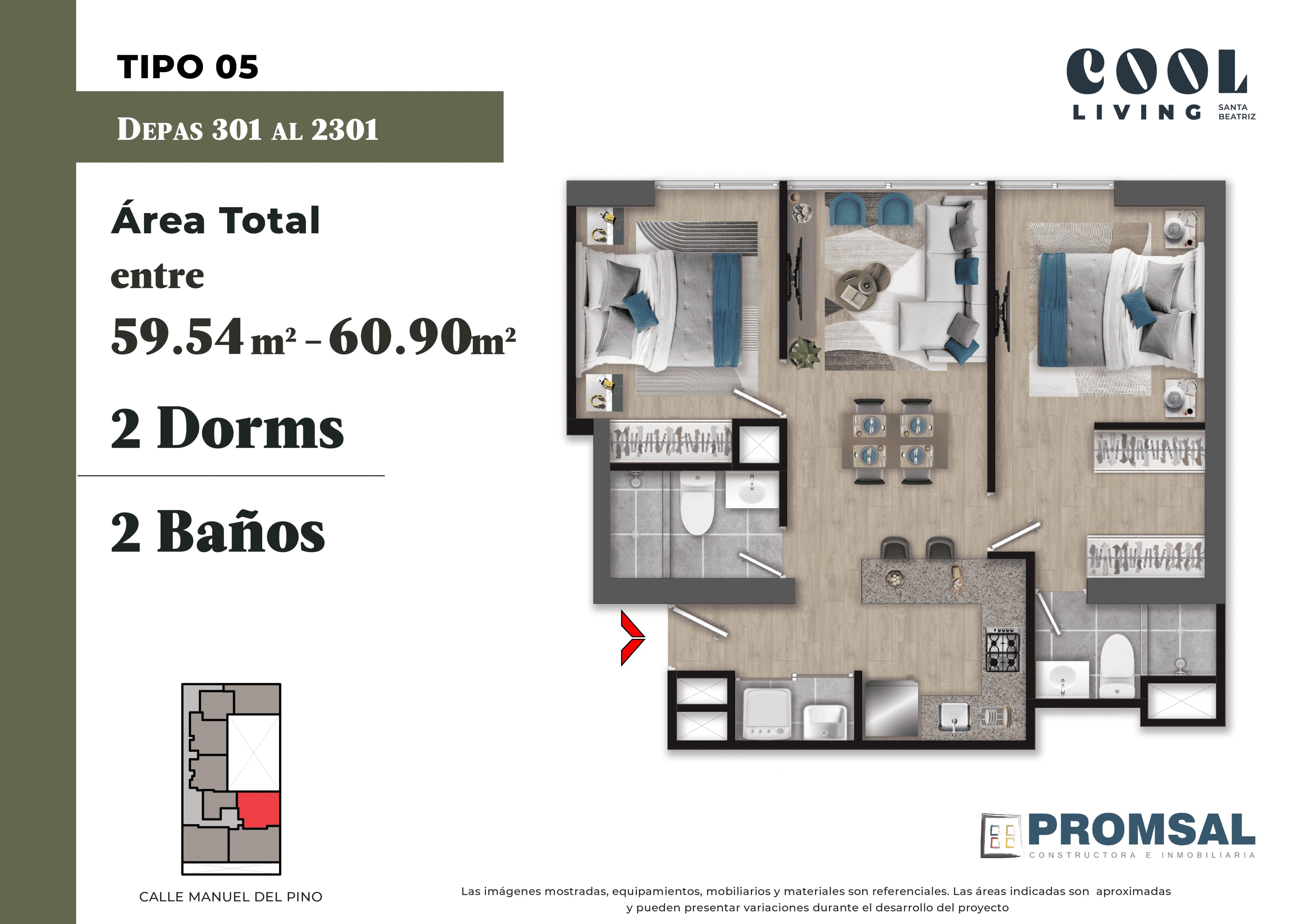 Plano 5 — Cool Living, 59.89 m²