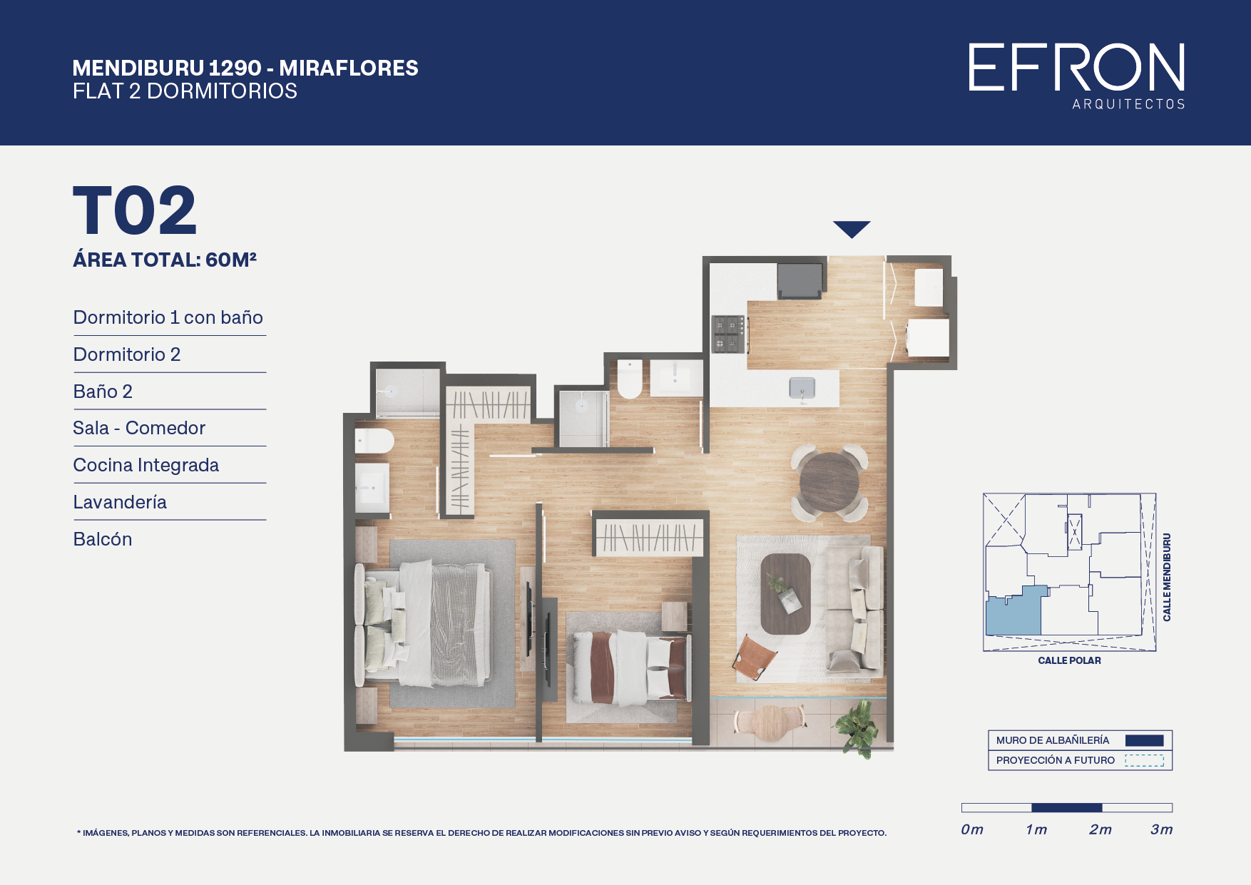 Plano tipo 2 — Mendiburu 1290, 60.11 m²