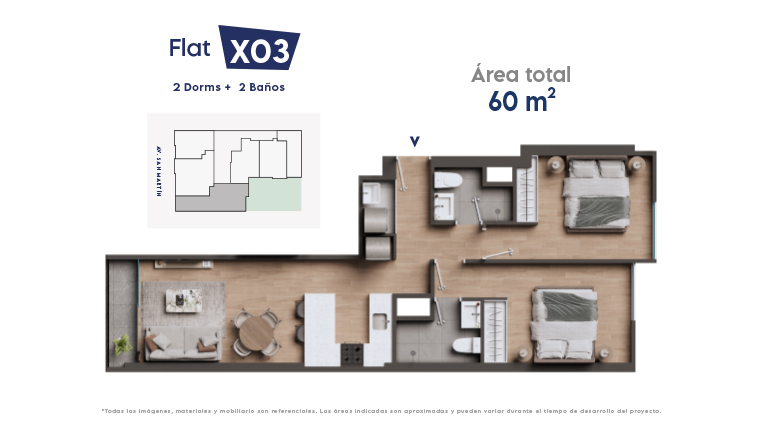 Plano 3 — Preston, 60.05 m²